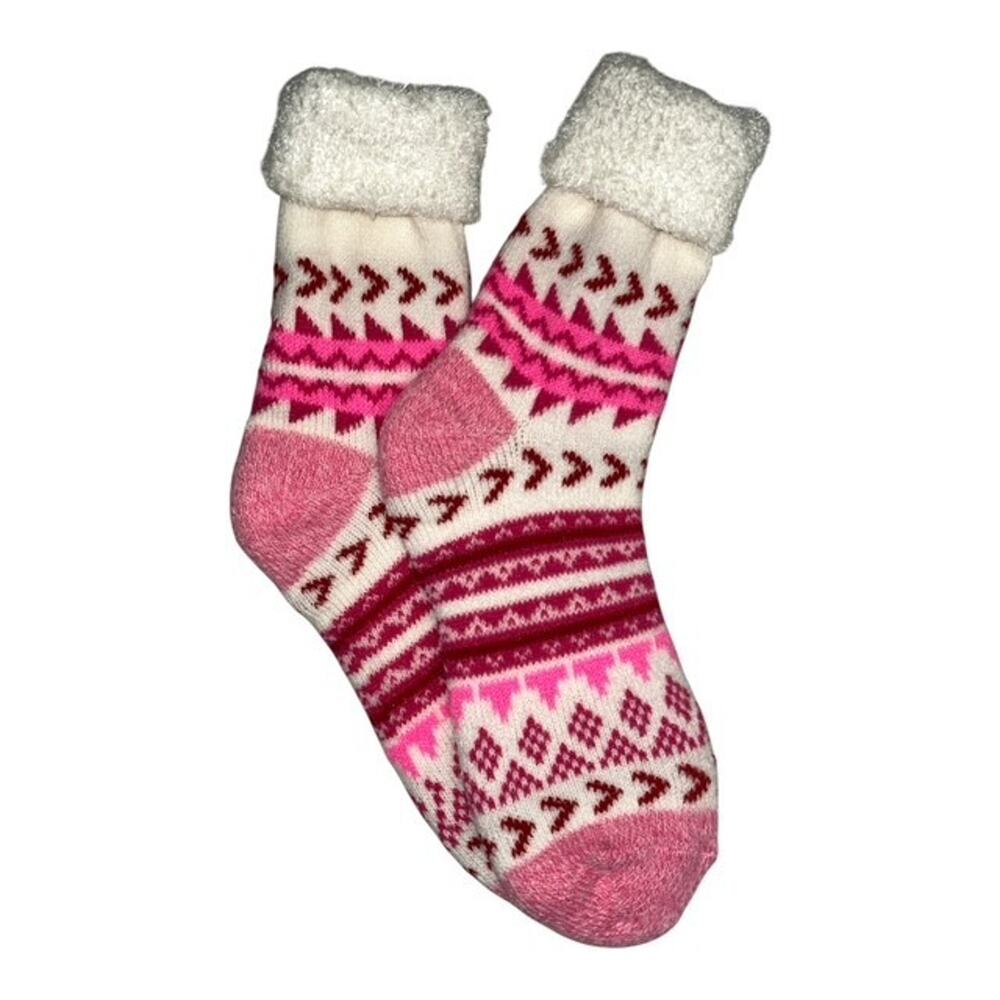 Magellan Outdoors Foldover Lodge Crew Socks Pink Aloe Infused Lined Medium 6-10